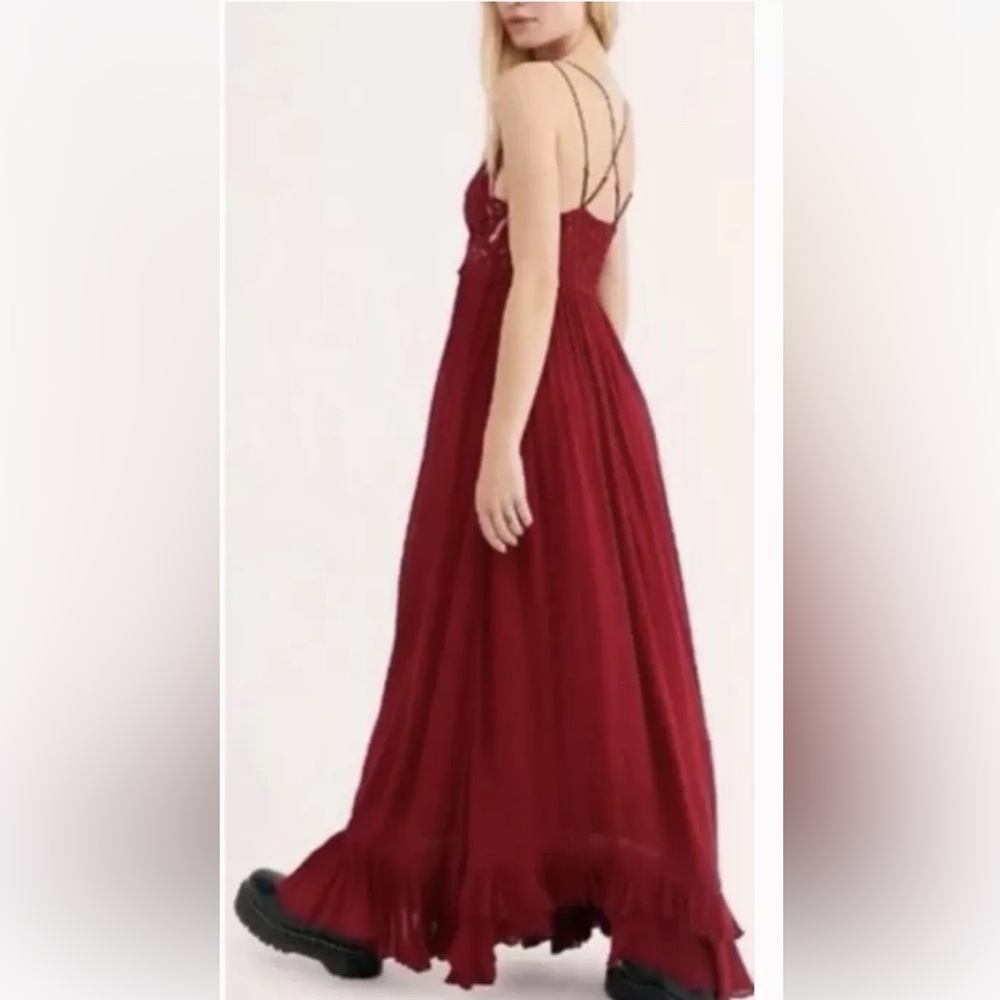 Free People Wine Red Maxi Dress with Strappy Back